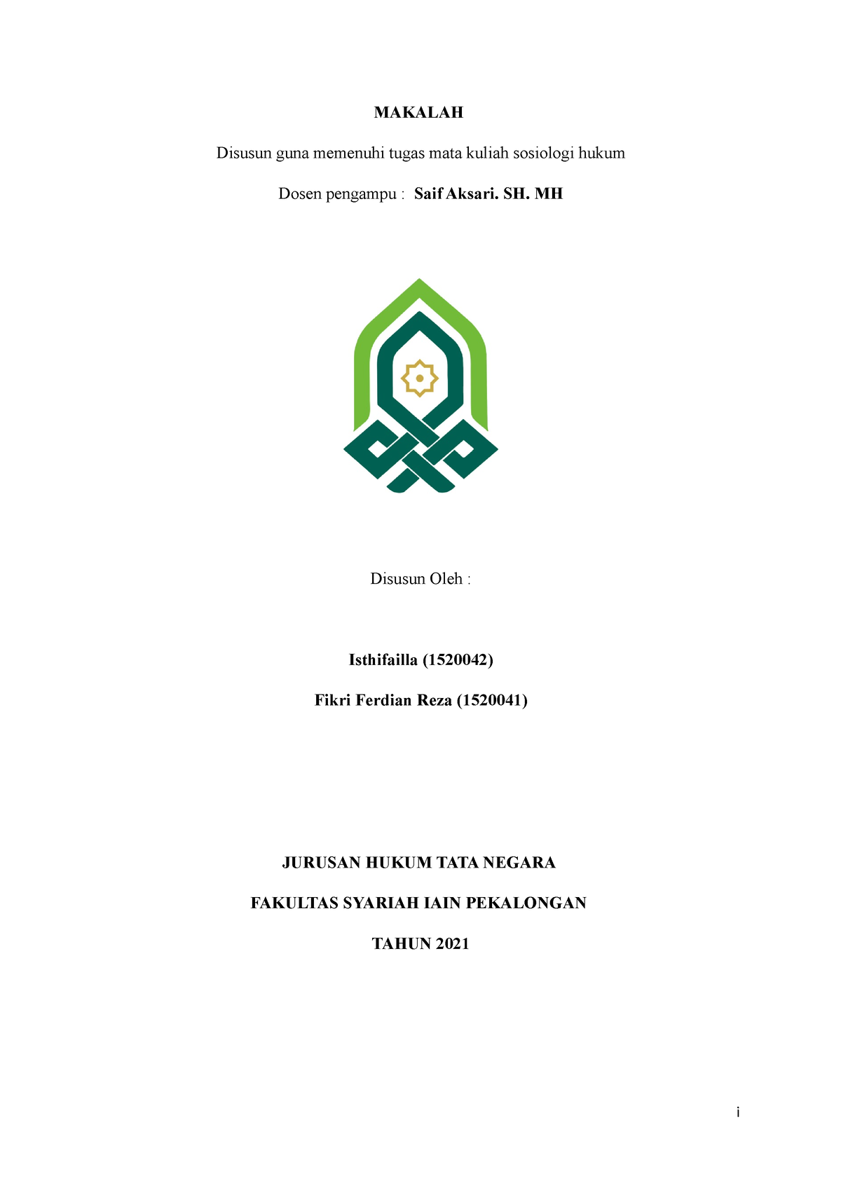 Makalah Sosiologi Hukum Makalah Disusun Guna Memenuhi Tugas Mata Kuliah Sosiologi Hukum Dosen 4085