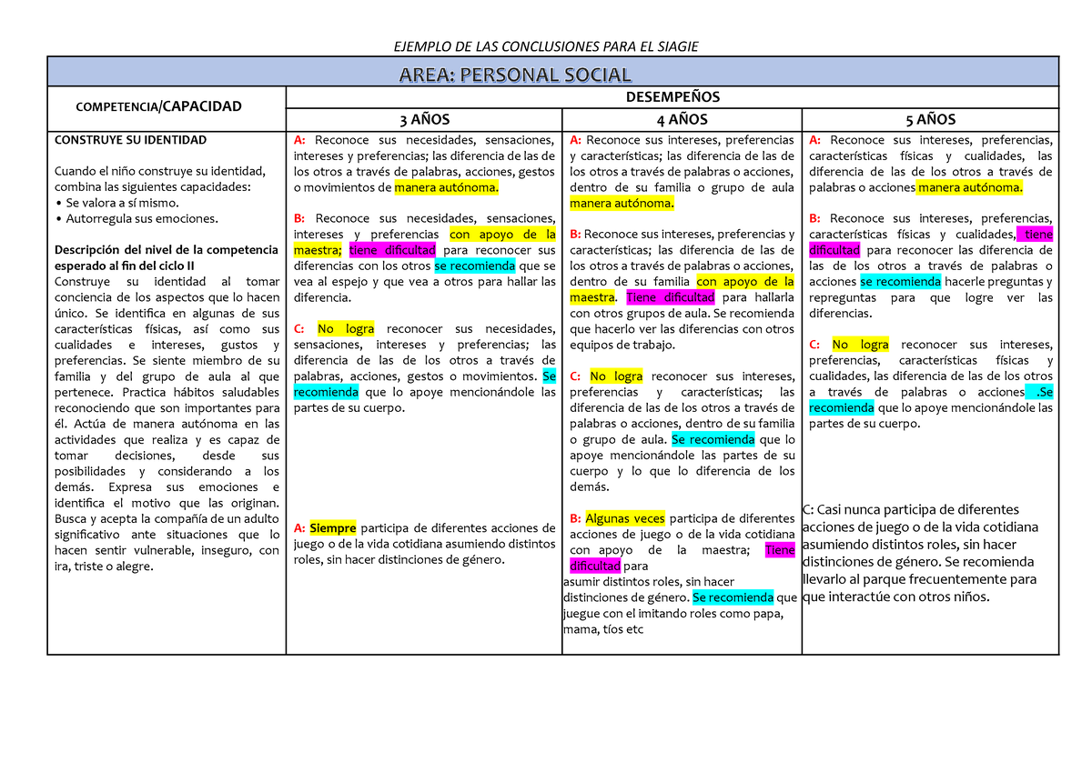 Conclusiones Descriptivas Nivel Inicial - EJEMPLO DE LAS CONCLUSIONES ...