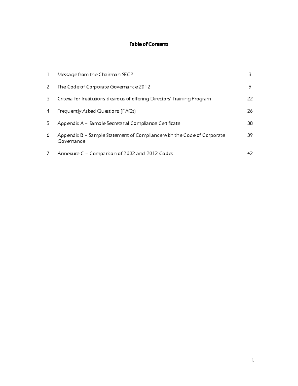 Code of corporate governance 2012 amended july 2014 table of contents