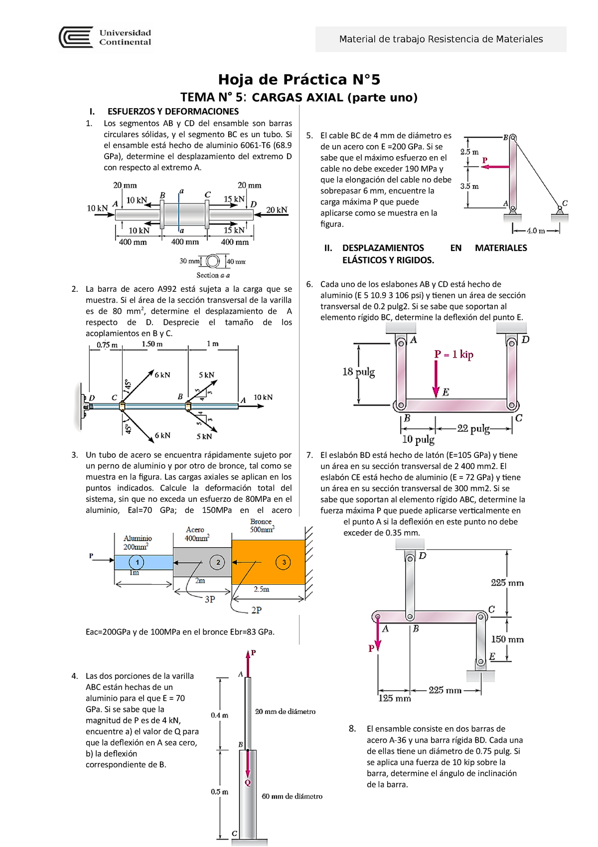 Práctica N°5 - Carga Axial - Hoja De Práctica N° TEMA N° 5: CARGAS ...