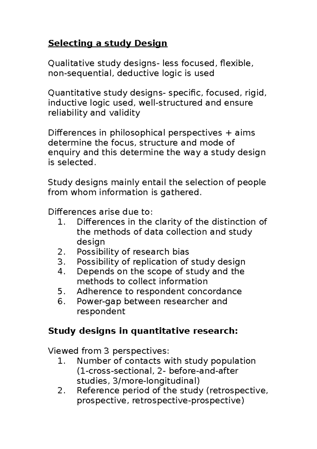 Selecting a study Design - Selecting a study Design Qualitative study ...