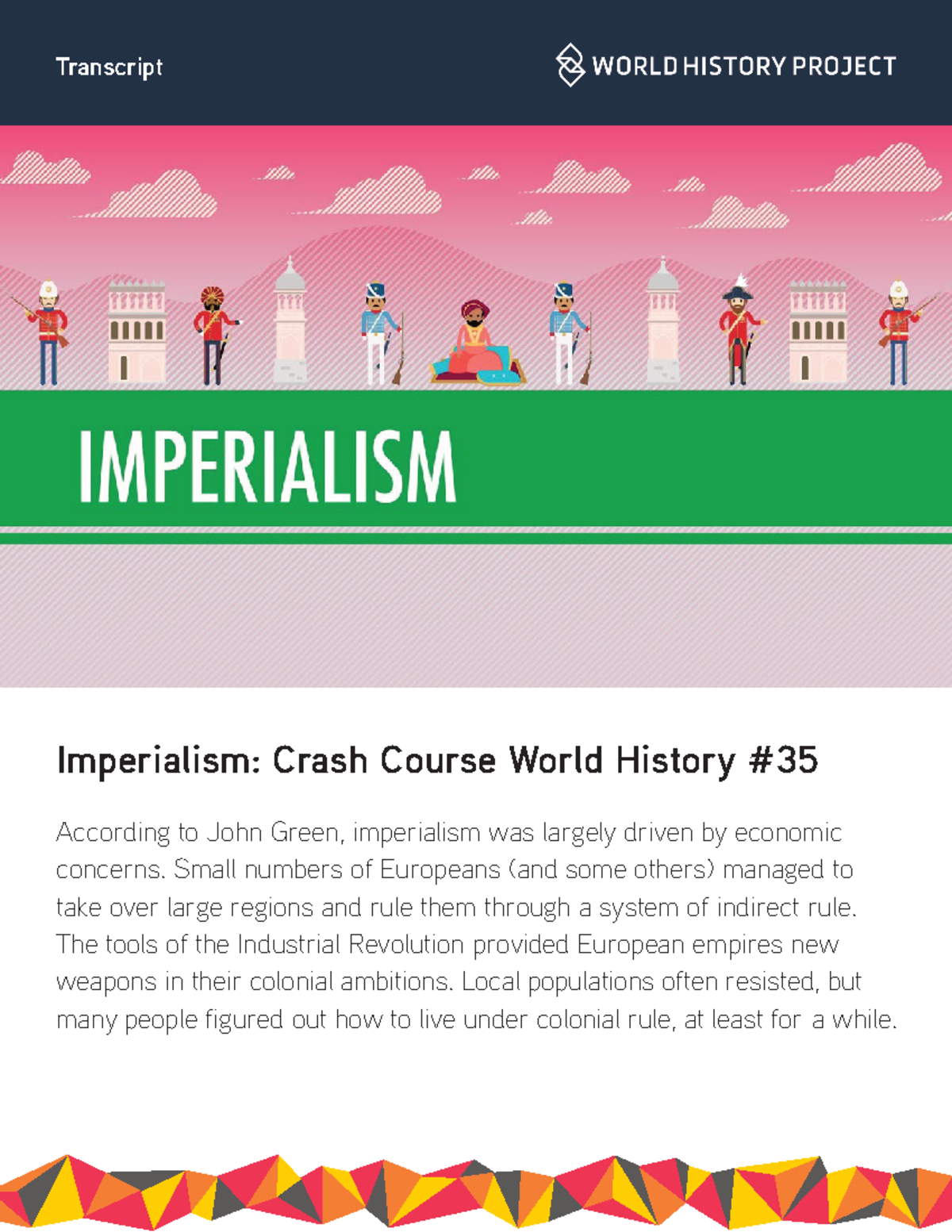 CC Imperialism CCWH 35 - Lecture Notes - Imperialism: Crash Course ...