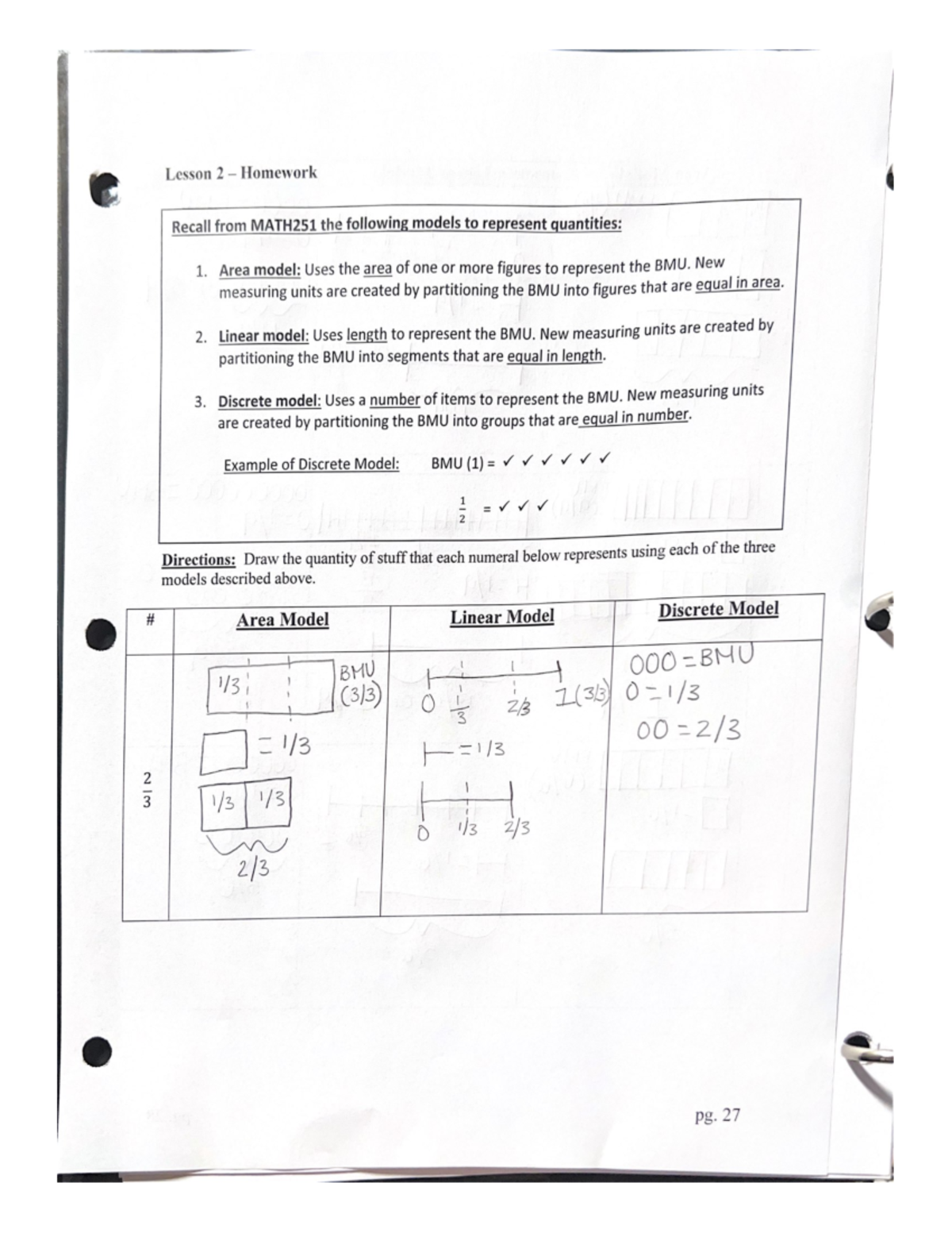 my homework lesson 2 part of a whole answer key