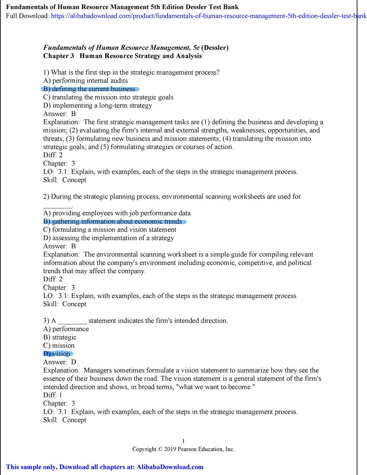 Hr, Chapter 3 - Human Resource Management - 1 Copyright © 2019 Pearson ...