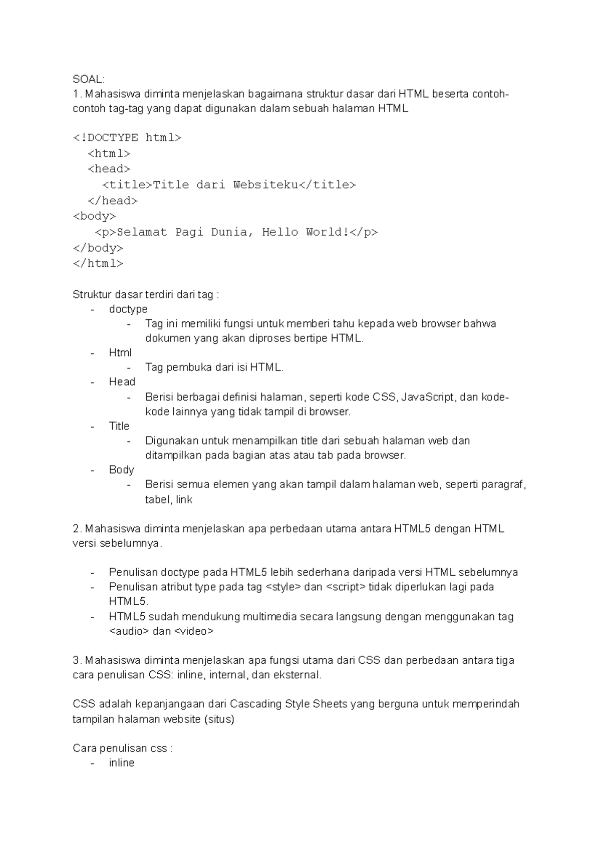 Exam - Web Programming - SOAL: Mahasiswa Diminta Menjelaskan Bagaimana ...