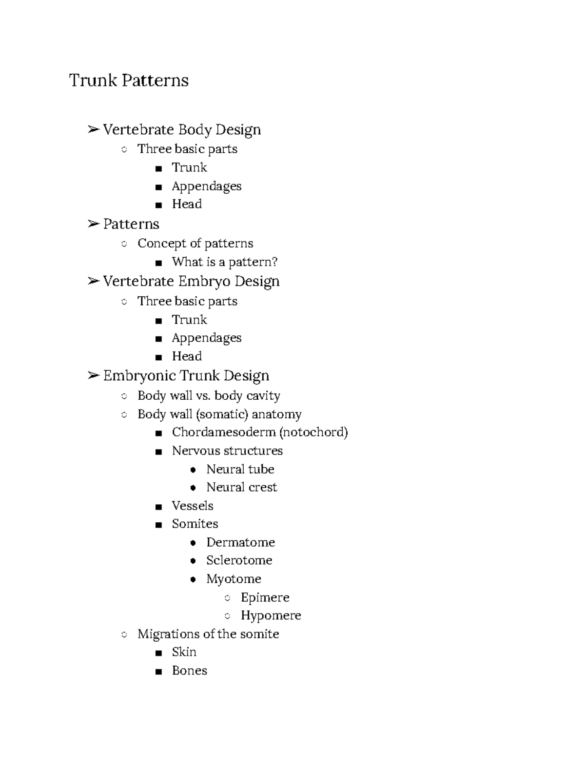 Anatomy Program Lecture Notes 11 - Trunk Patterns Vertebrate Body ...