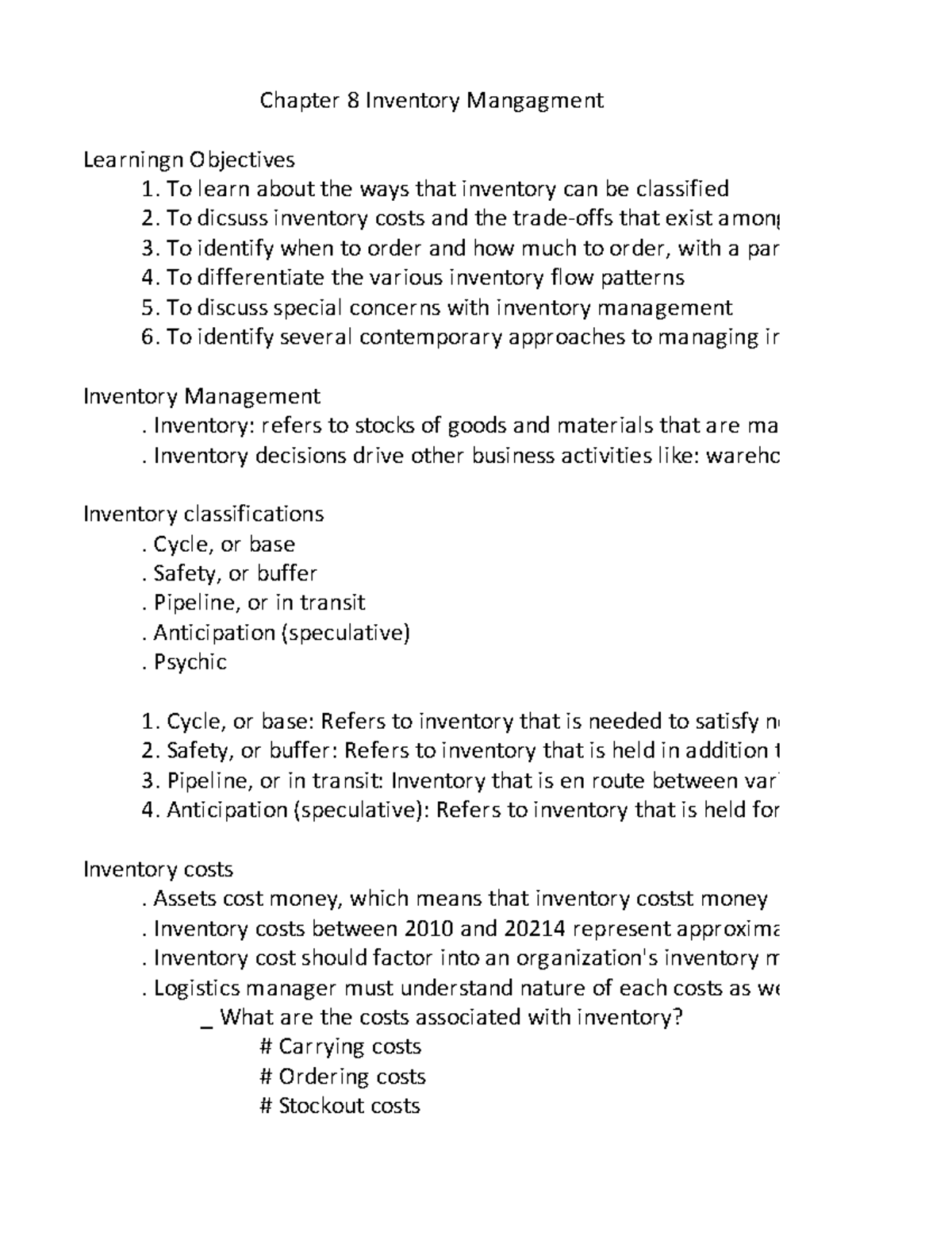 Chapter 8 Inventory Management Pdf - Chapter 8 Inventory Mangagment ...