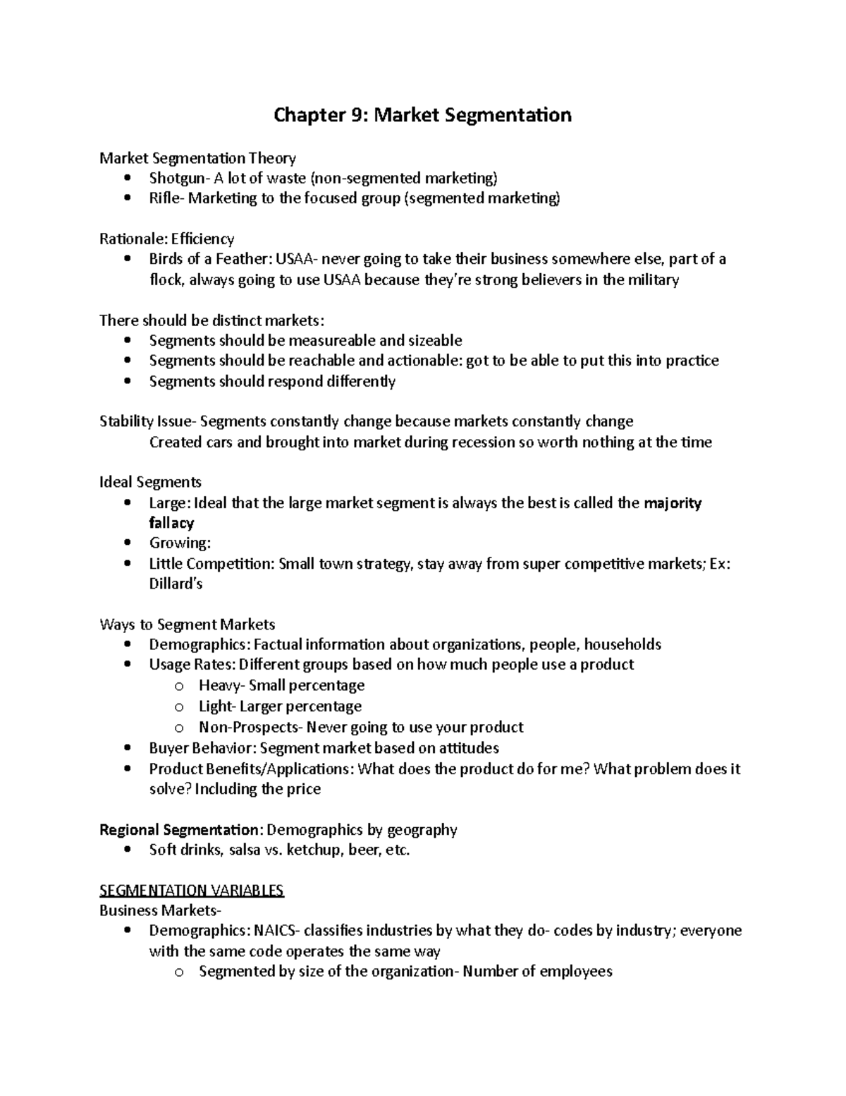 Chapter 9- Market Segmentation - Chapter 9: Market Segmentation Market ...