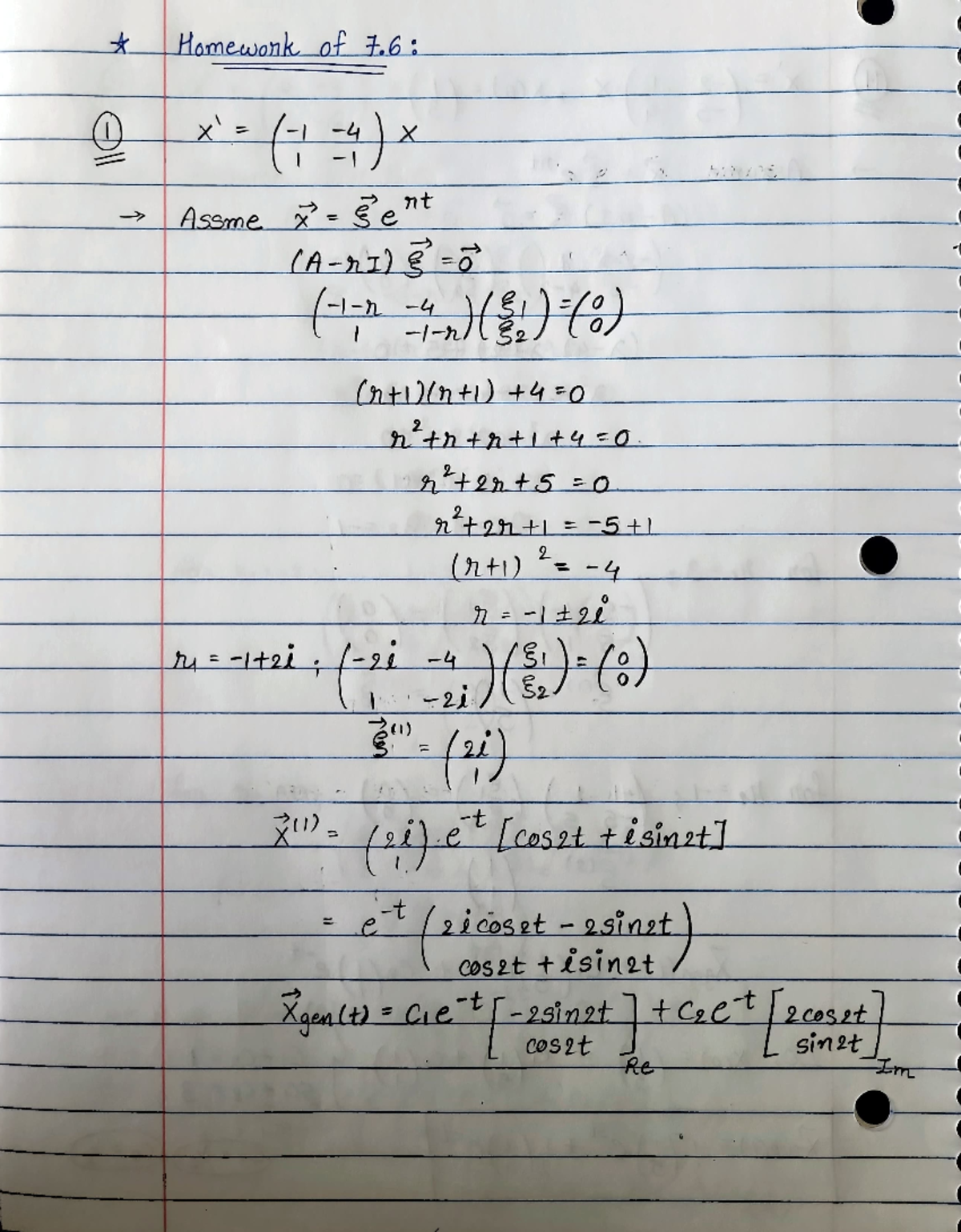 MATH 222 HW 7.6 - MATH 222 - Homework of 7: I X Assme x sent an 1 r 22 ...