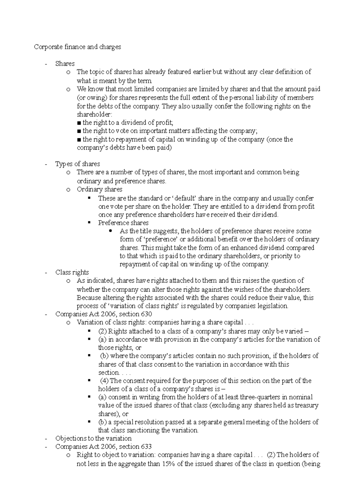 Lecture 7 - Corporate finance and charges - Corporate finance and ...