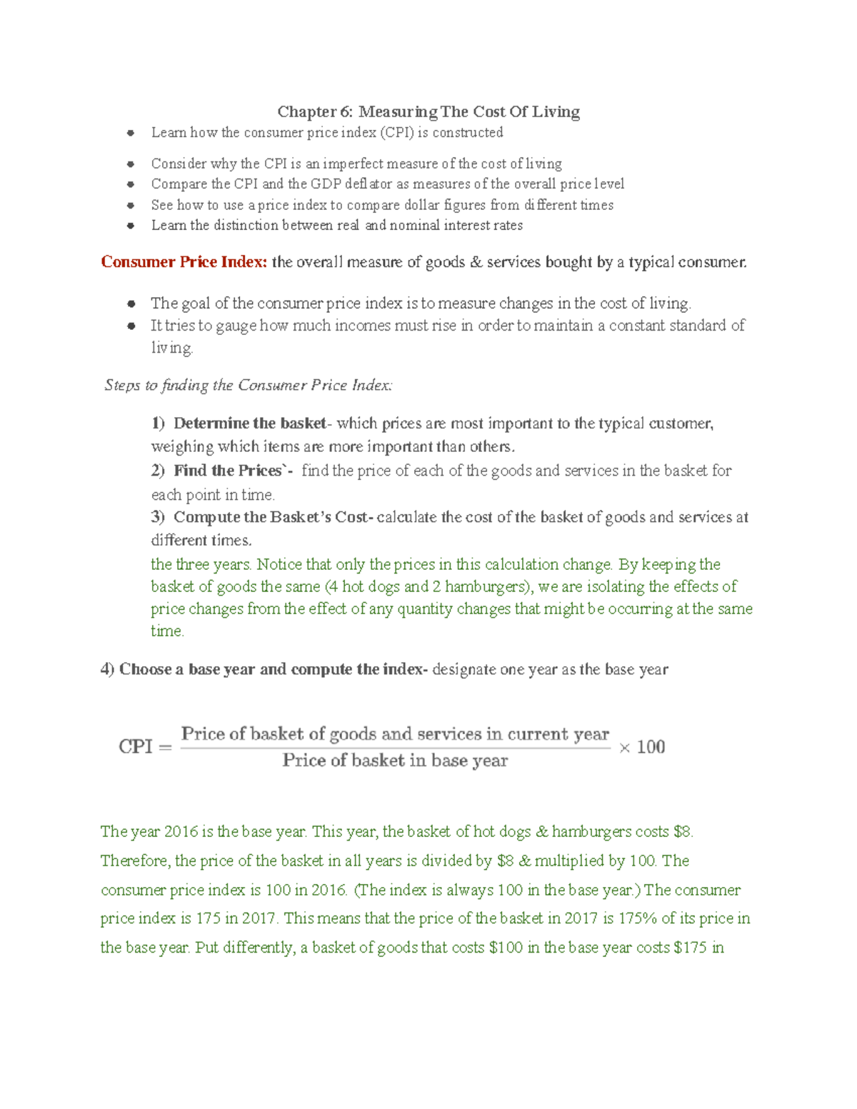 chapter 6 - summary - Chapter 6: Measuring The Cost Of Living Learn how ...