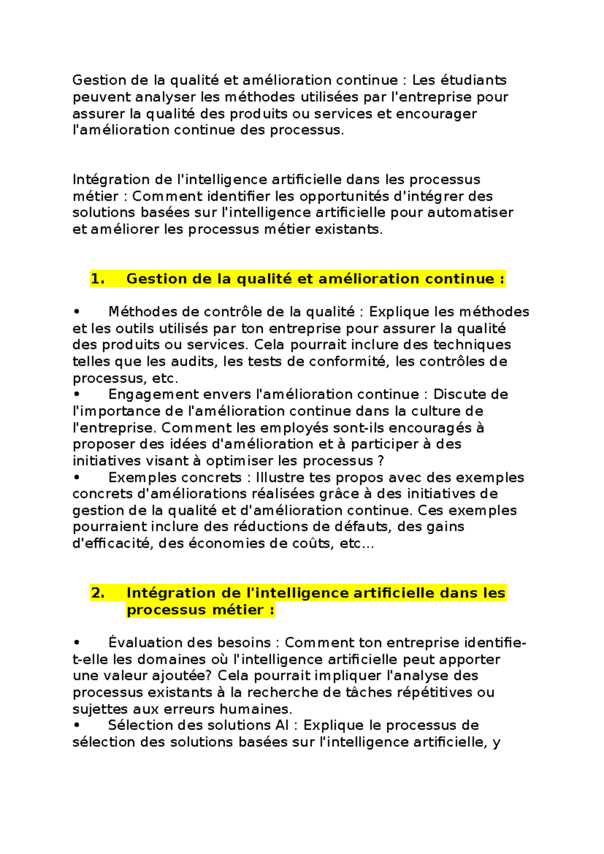 Gestion de la qualité et amélioration continue - Intégration de l ...