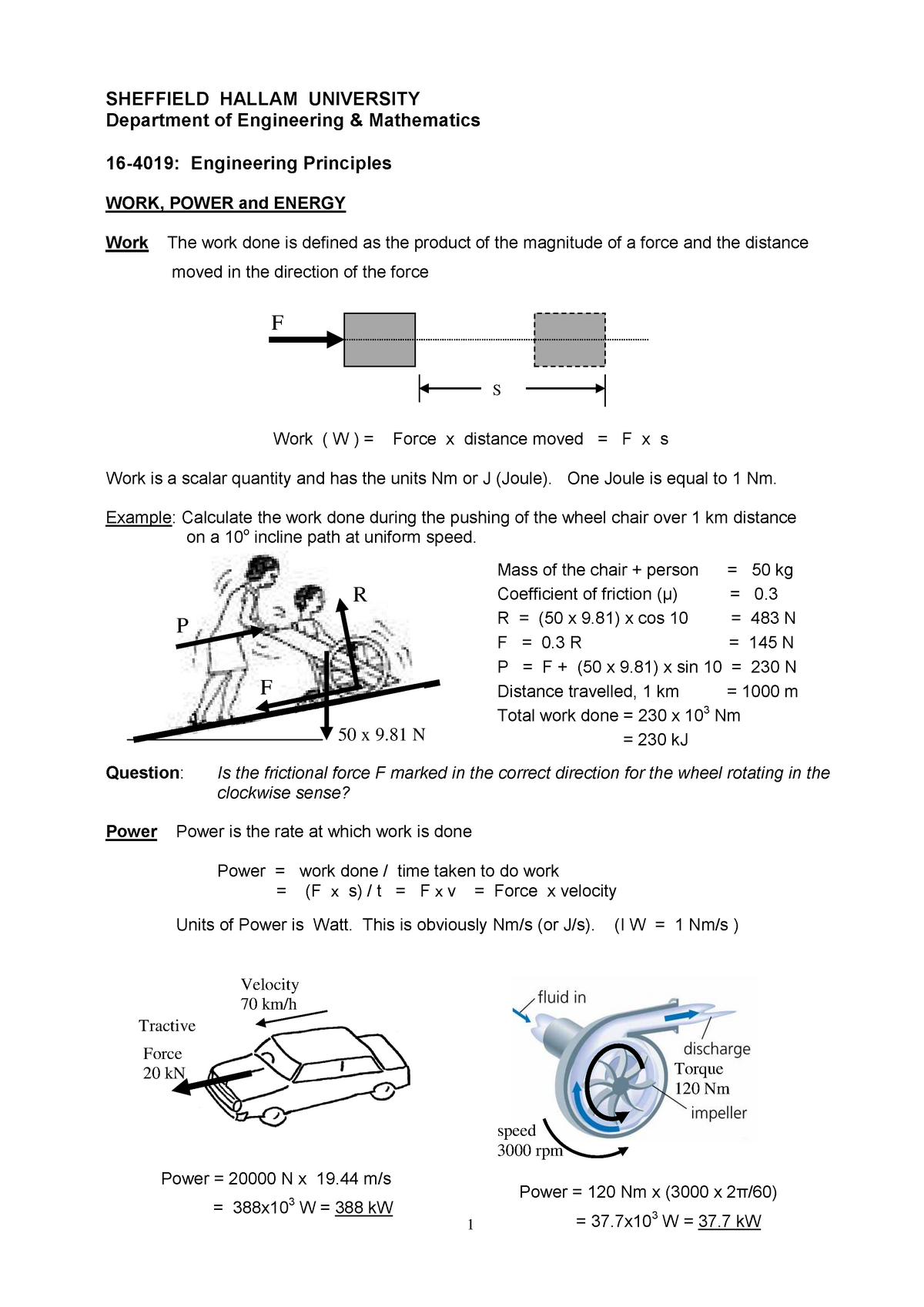 Work Power Energy Work Power And Energy Shu Studocu