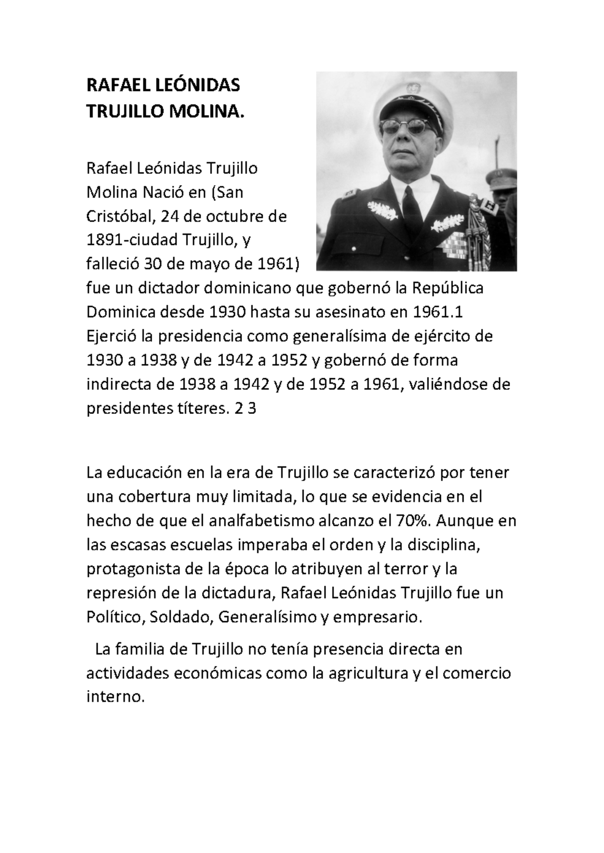 Rafael Leónidas Trujillo Molina - RAFAEL LEÓNIDAS TRUJILLO MOLINA ...