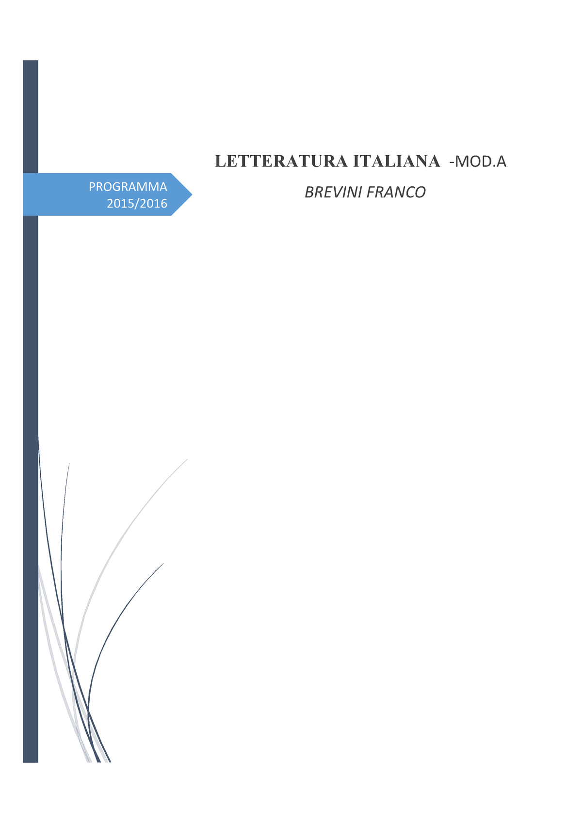 Poesie Letteratura Mod A Letteratura Italiana 6 25096