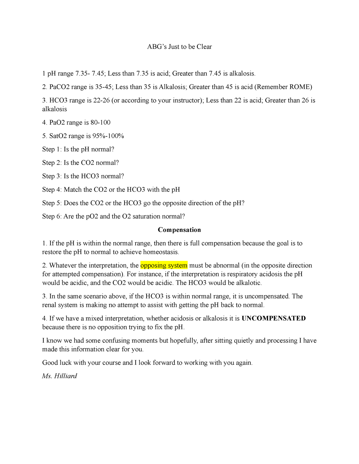 ABG Lab - ABG practice - ABG’s Just to be Clear 1 pH range 7- 7; Less ...