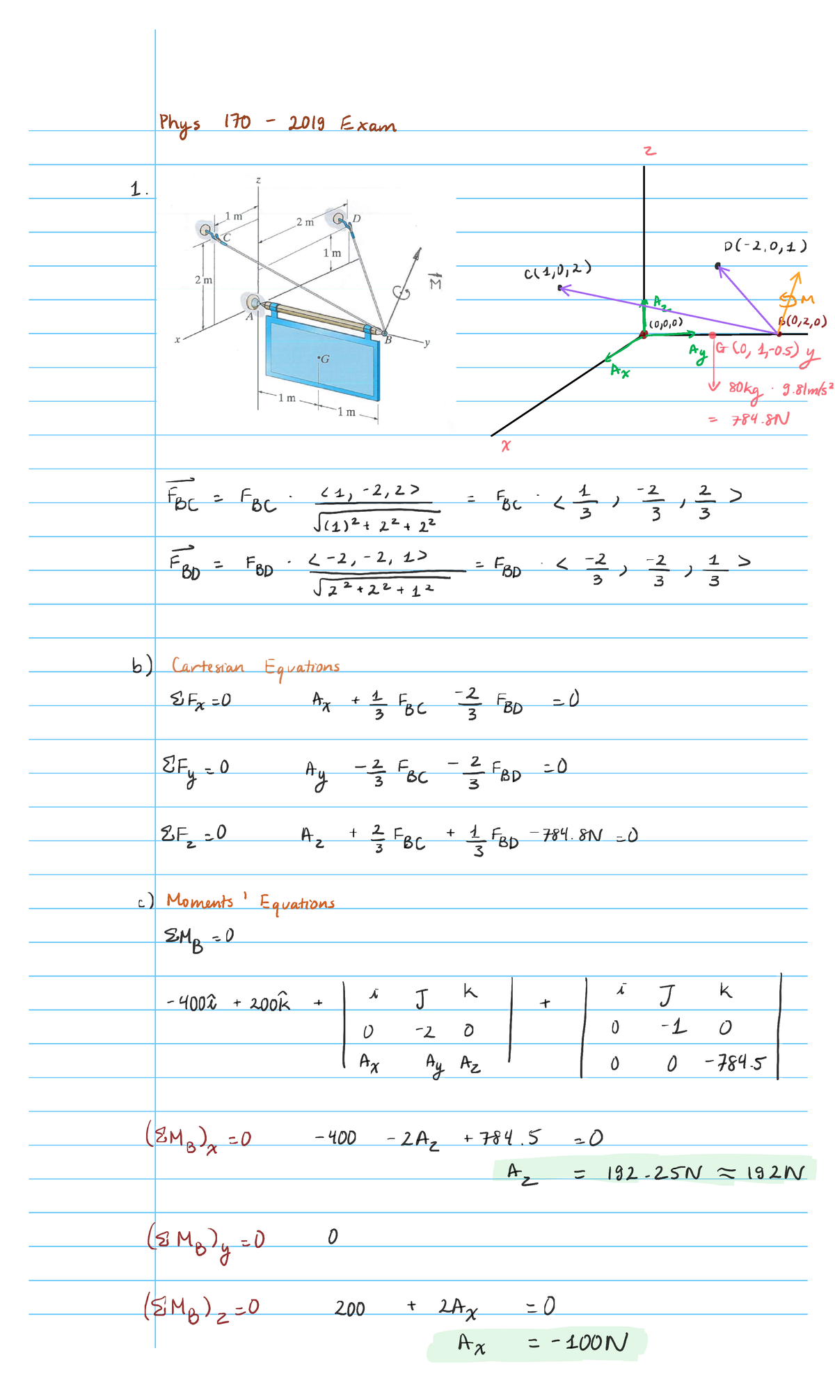 PHYS 170 2019 Exam Q1 Answers to practice exams PHYS 170 UBC