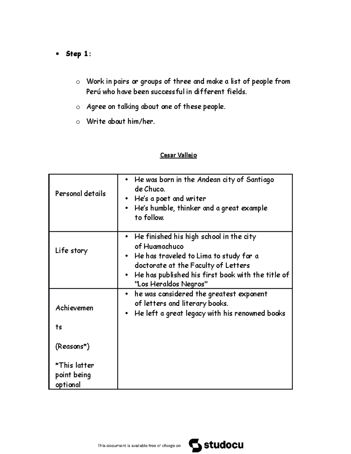 Semana 9 - 4g5g - • Step 1: o Work in pairs or groups of three and make ...