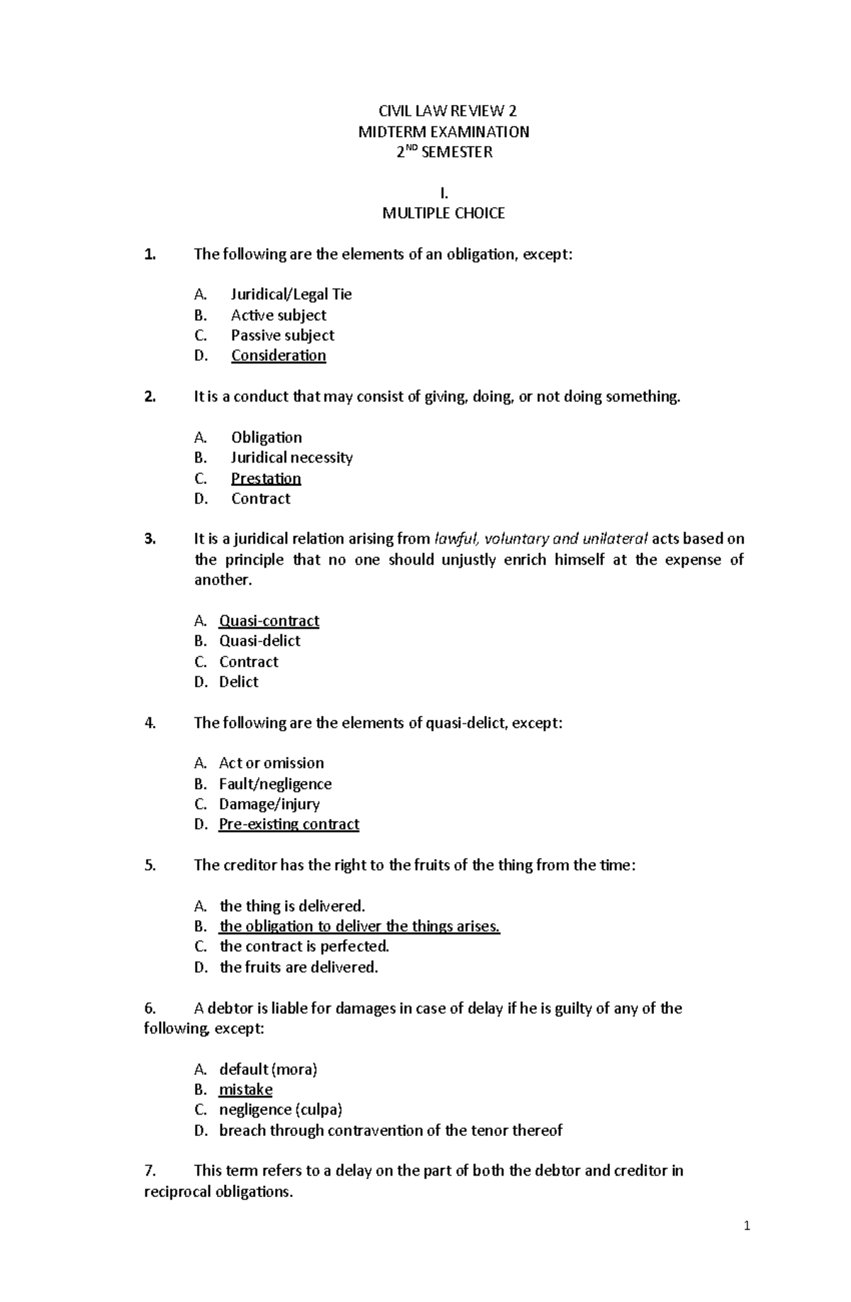 Toaz - Obligations and Contracts - CIVIL LAW REVIEW 2 MIDTERM ...