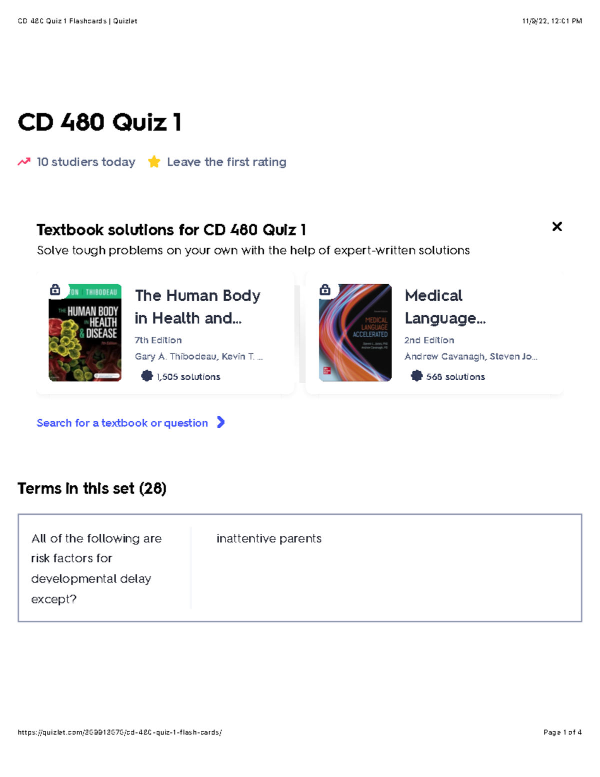 CD 480 Quiz 1 Flashcards Quizlet Copy - CD 480 Quiz 1 10 Studiers Today ...