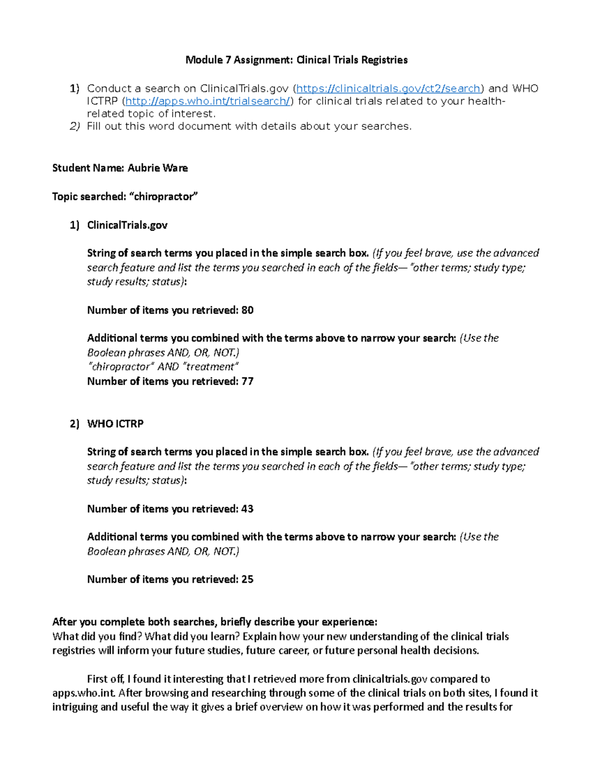 Ware Clinical Trials Registries - Module 7 Assignment: Clinical Trials ...