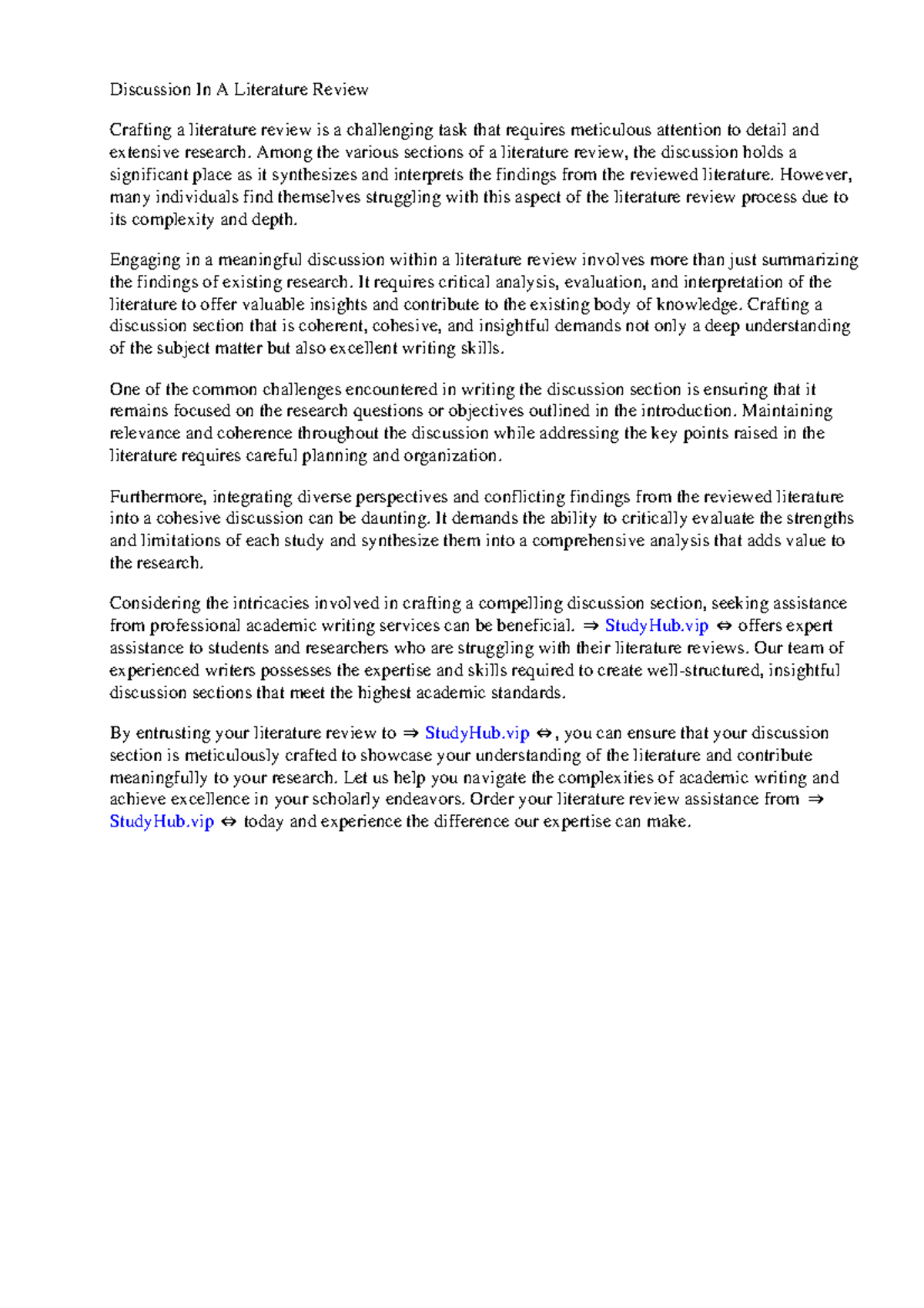 Discussion In A Literature Review - Discussion In A Literature Review ...