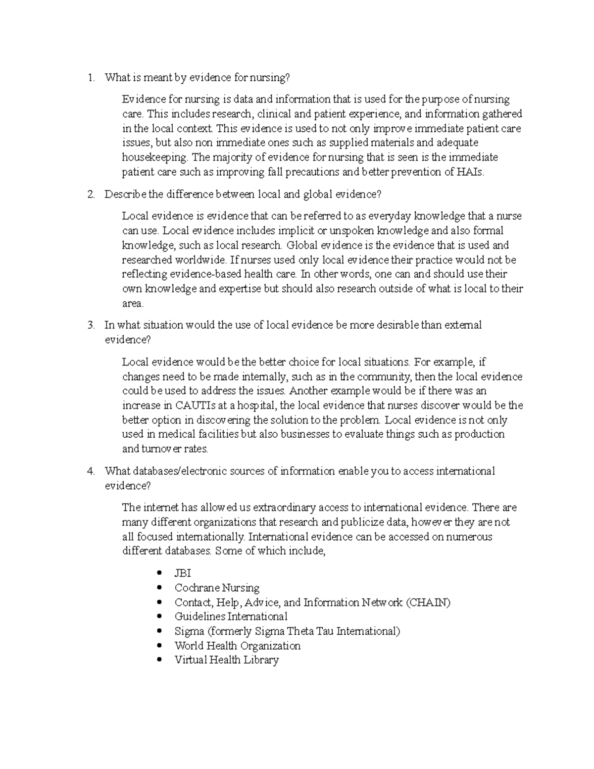 Module 1 Critical Thinking Questions - What is meant by evidence for ...
