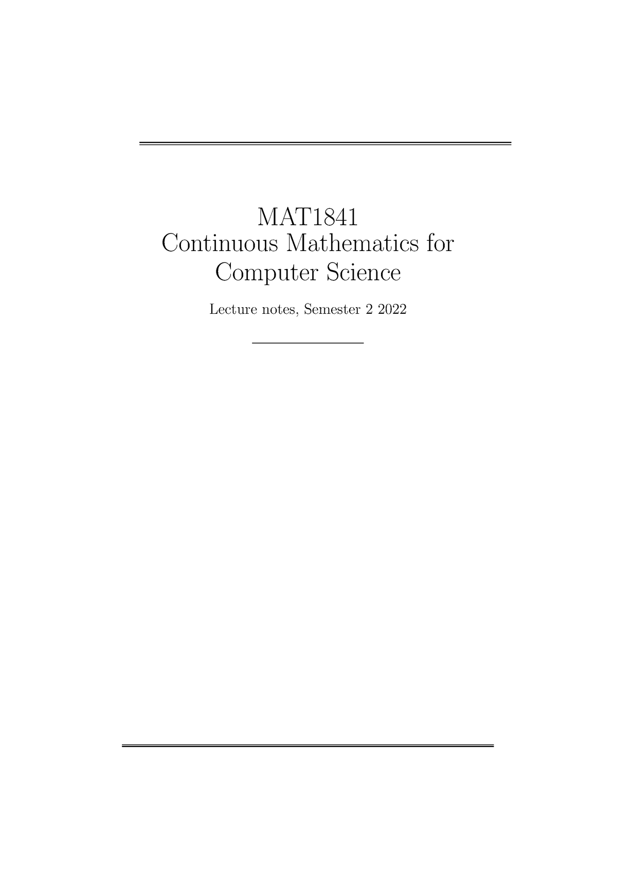 MAT1841 Notesfor 2022 S2 - MAT Continuous Mathematics For Computer ...