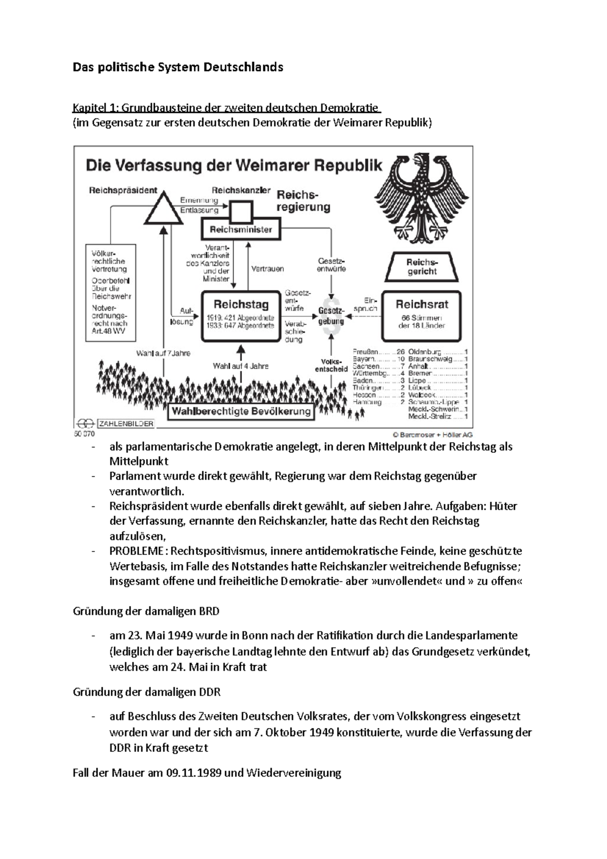 Lernzettel B2 Politisches System - Das Poliische System Deutschlands ...