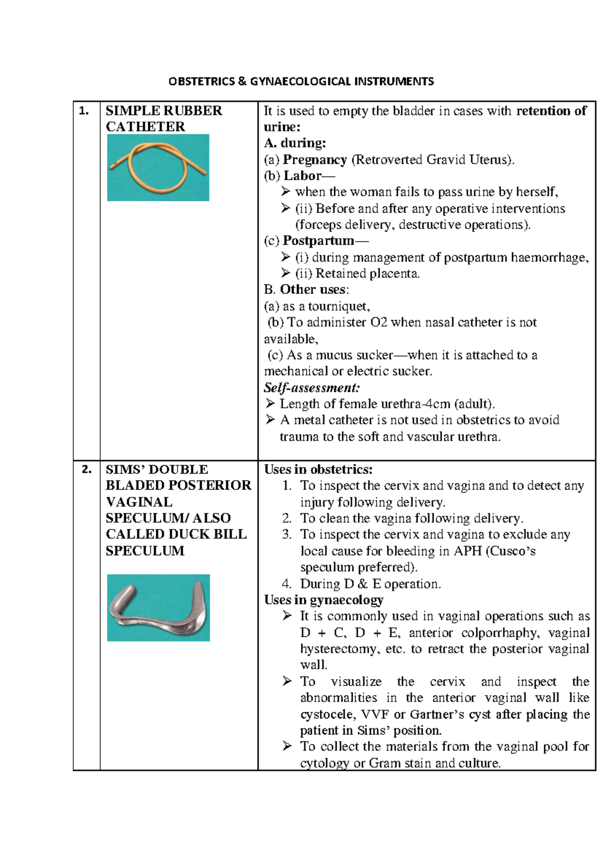 Instruments - OBSTETRICS & GYNAECOLOGICAL INSTRUMENTS SIMPLE RUBBER ...