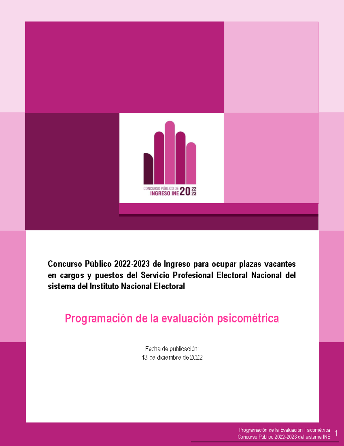 Despen Prog Eval psicometrico 2022 2023 INE - PROGRAMACIÓN DEL EXAMEN ...