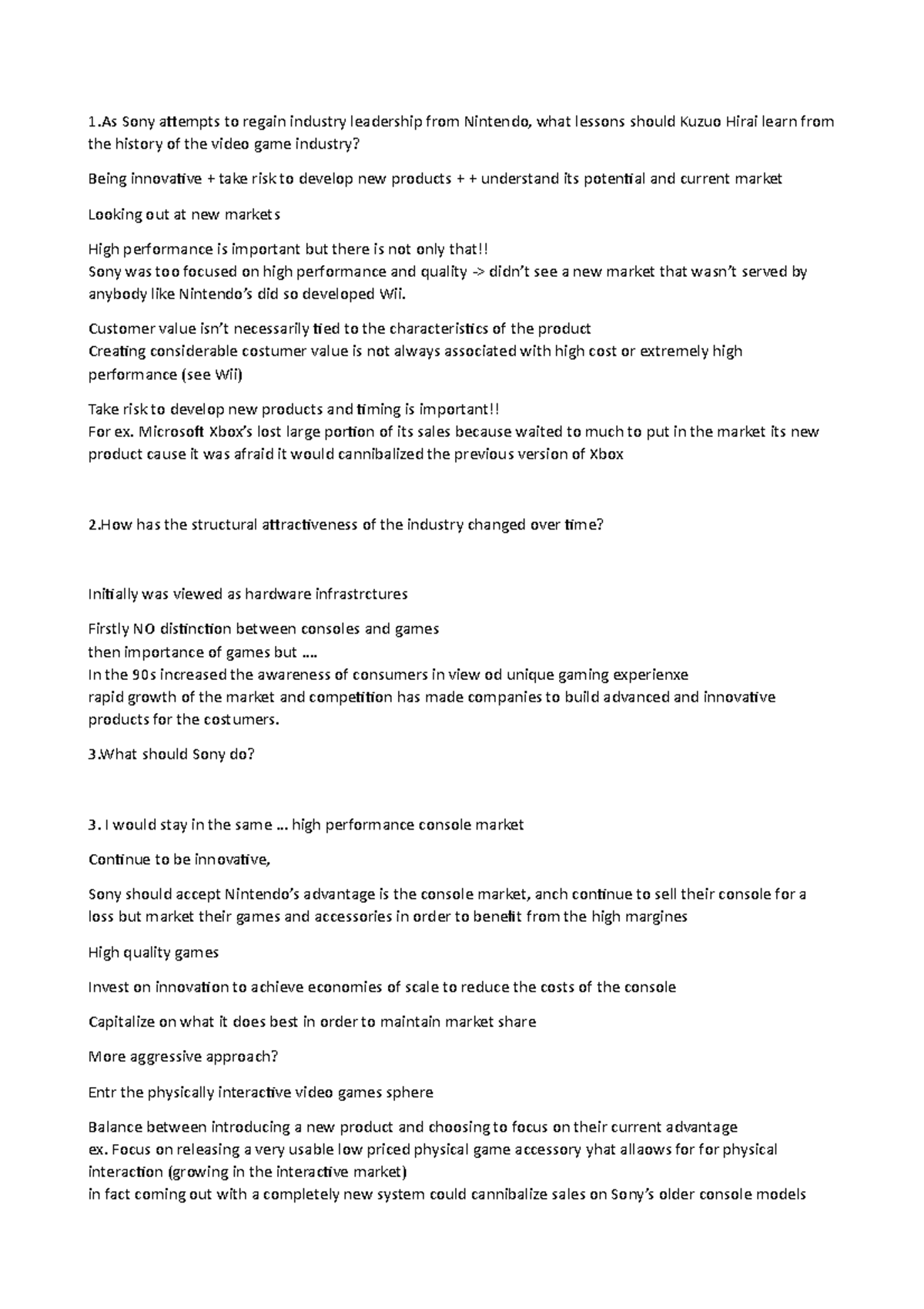 Case study Wii 1 Sony attempts to regain industry leadership from