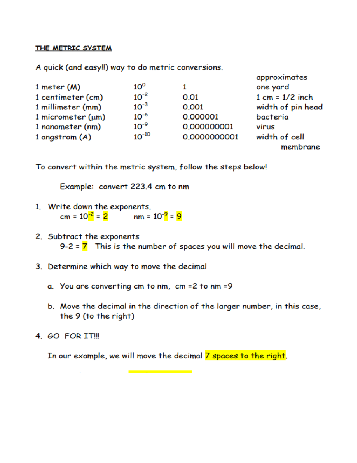 Conversion Practice and Scientific Notation Practice 3 meters into