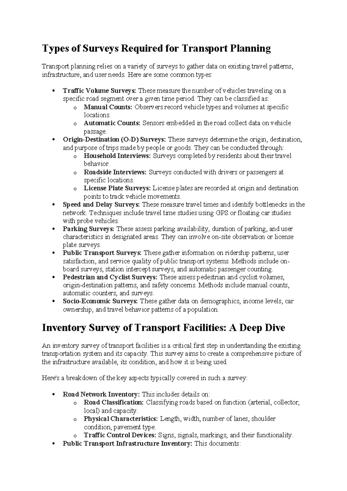 Qptp Summary Civil Engineering Types of Surveys Required for