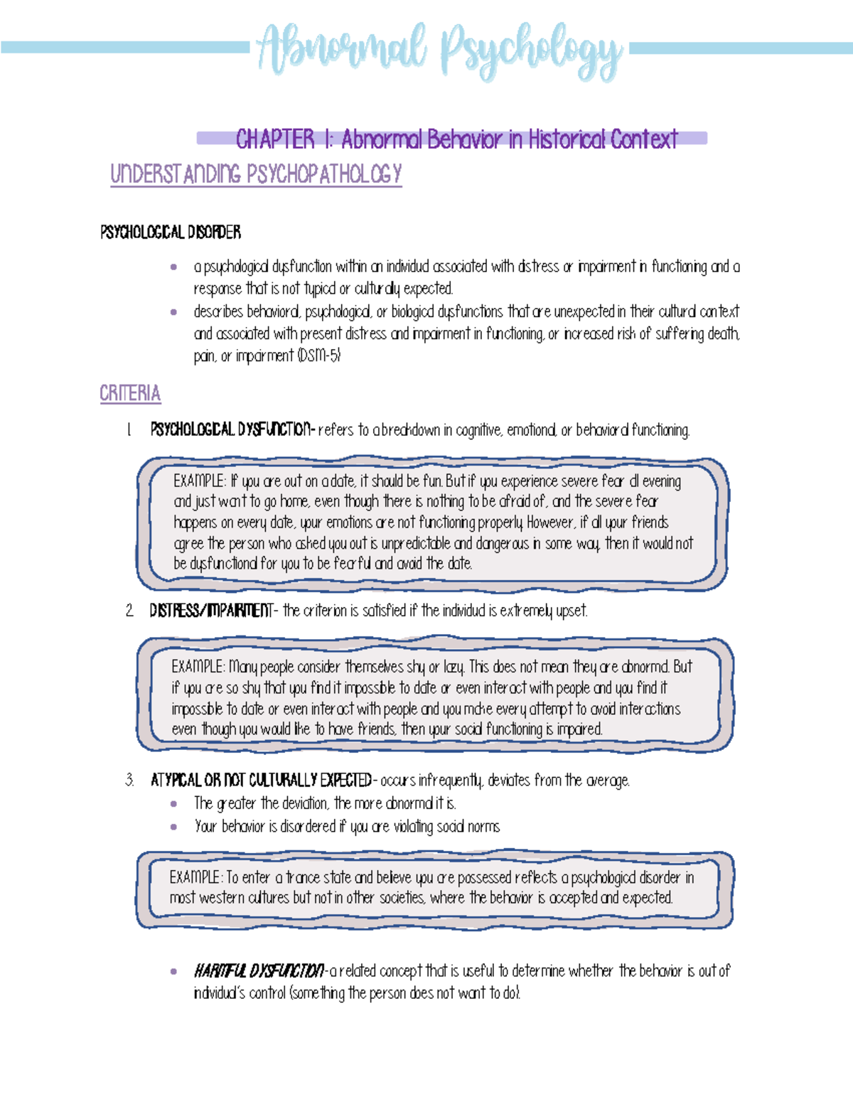 Abpsych Reviewer CHAP 1 2 Incomplete - PSYCHOLOGICAL DISORDER a ...