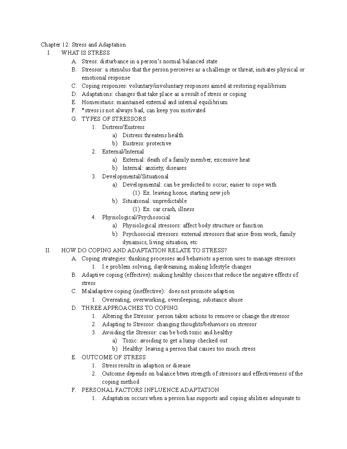 Chapter 12: Stress and Adaptation - Physical Examination & Health ...