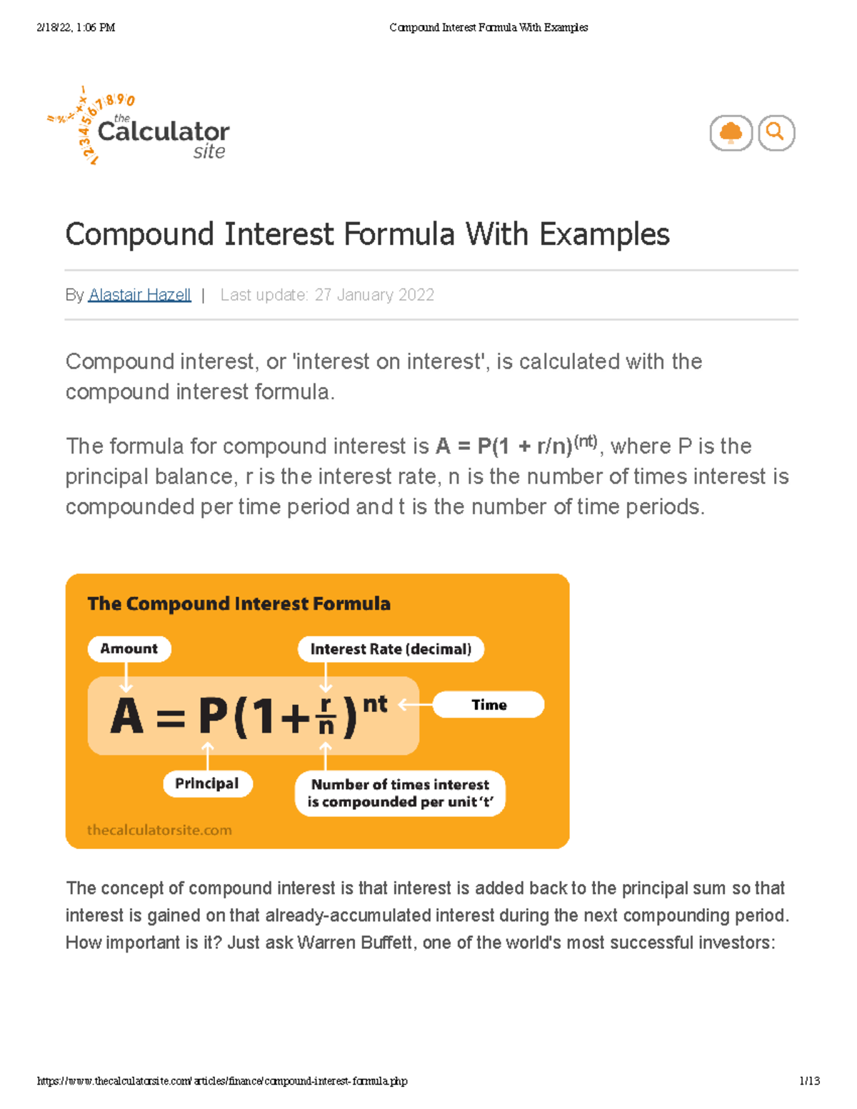 Compound Interest Formula With Examples - The formula for compound ...
