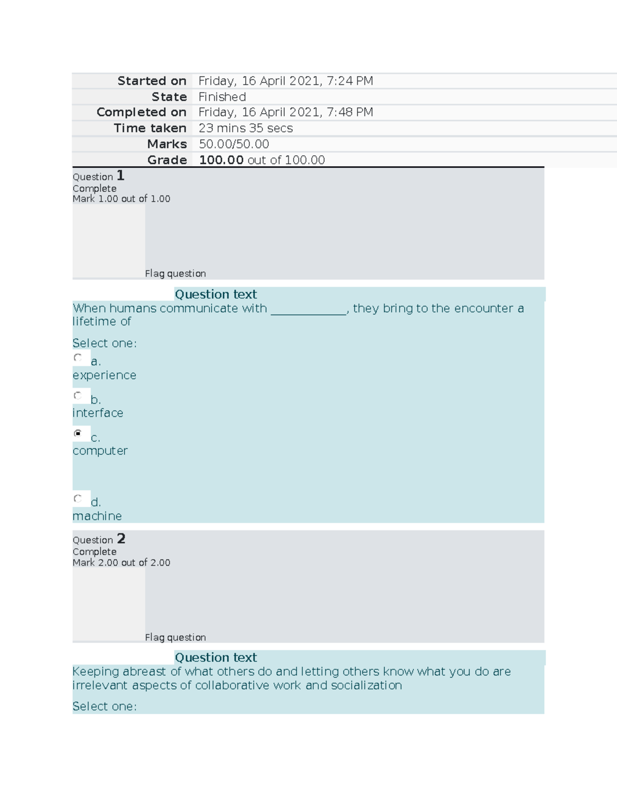 Introduction To Human Computer Interaction Prelim Exam - Started On ...