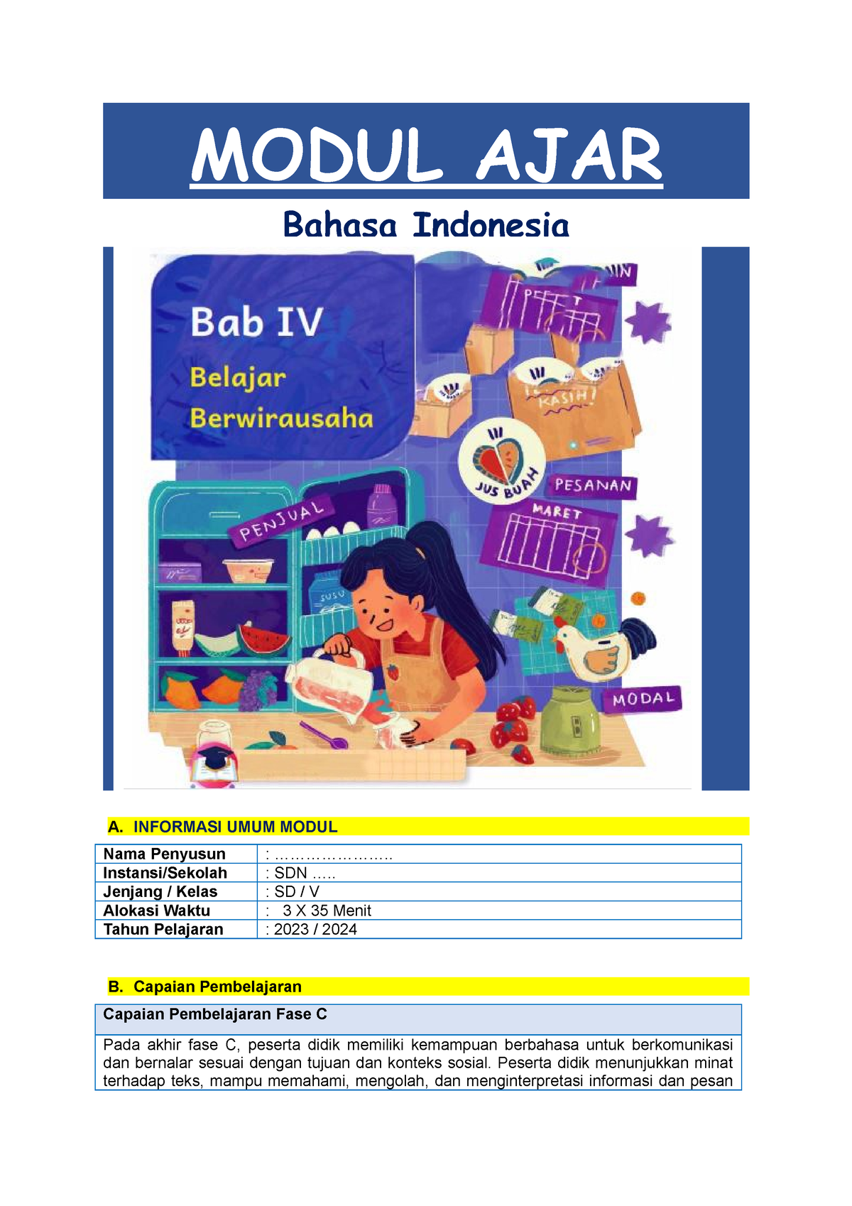 4. Modul Ajar B.Indonesia Kelas 5 - BAB 4 Baru - MODUL AJAR Bahasa ...