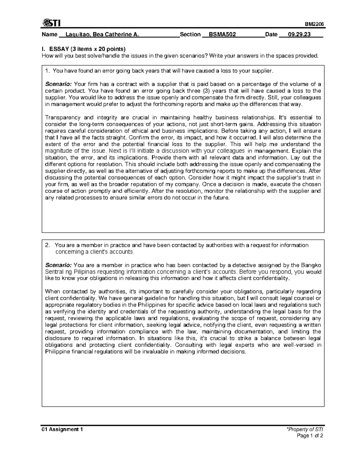 01 Assignment 1 – Laguitao (Cost Accntng) - BM 01 Assignment 1 ...