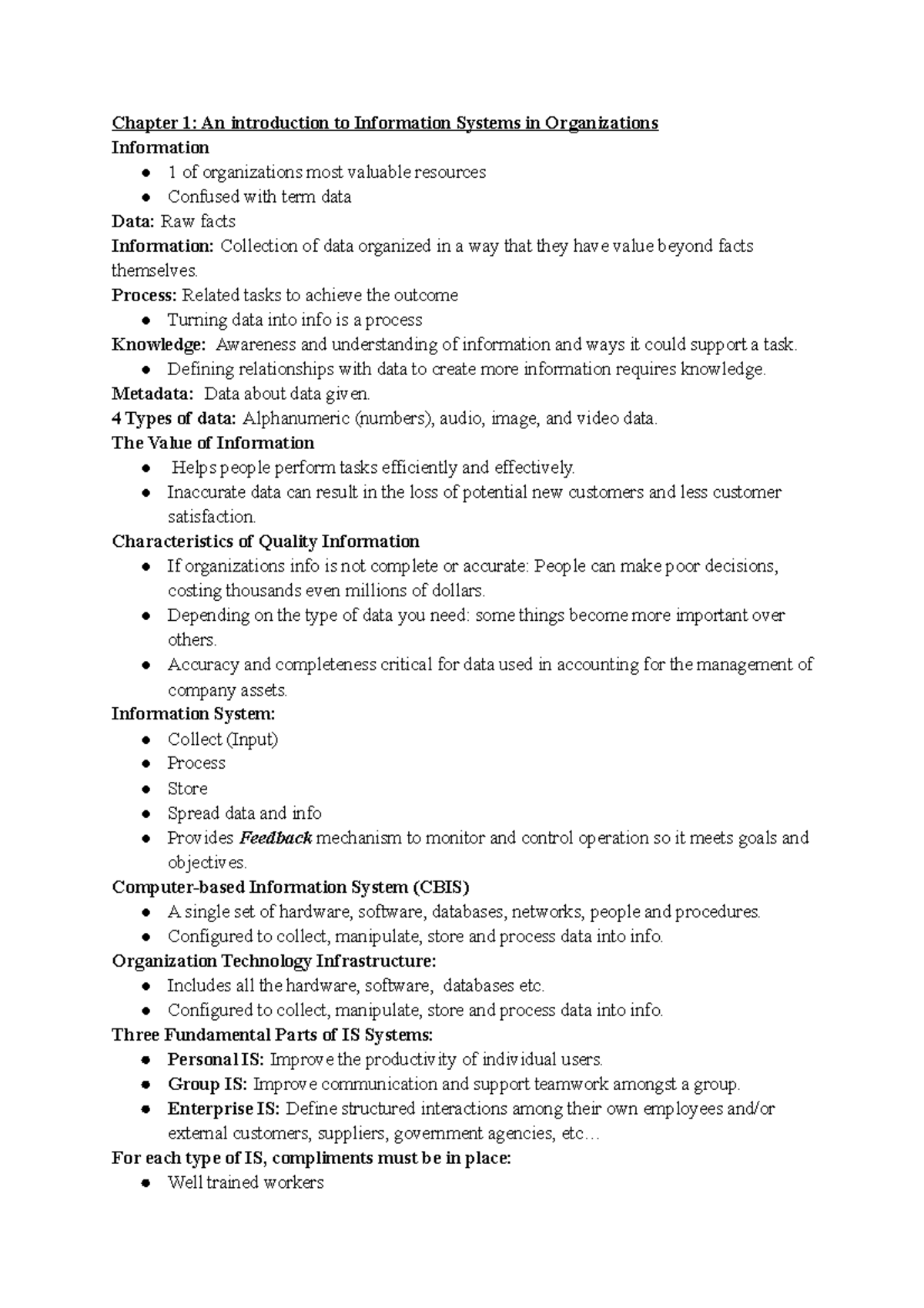 Chapter 1 - Lecture notes 1 - Chapter 1: An introduction to Information ...