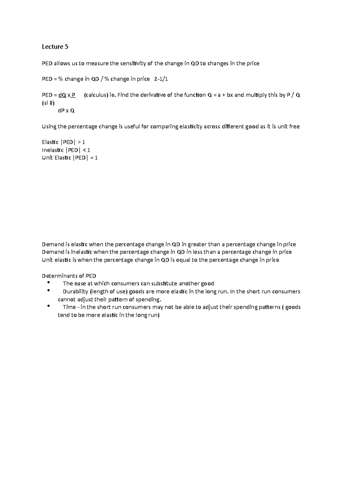 Lecture 5 Week 5 Summary Notes Lecture 5 PED Allows Us To Measure 