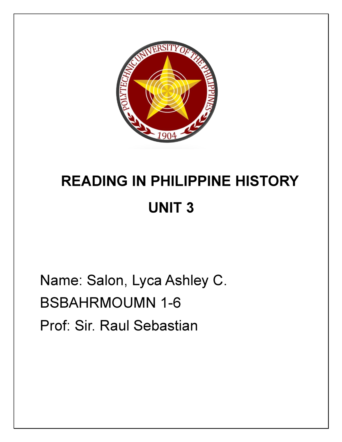 Unit-3-RIPH - Goodluck - READING IN PHILIPPINE HISTORY UNIT 3 Name ...