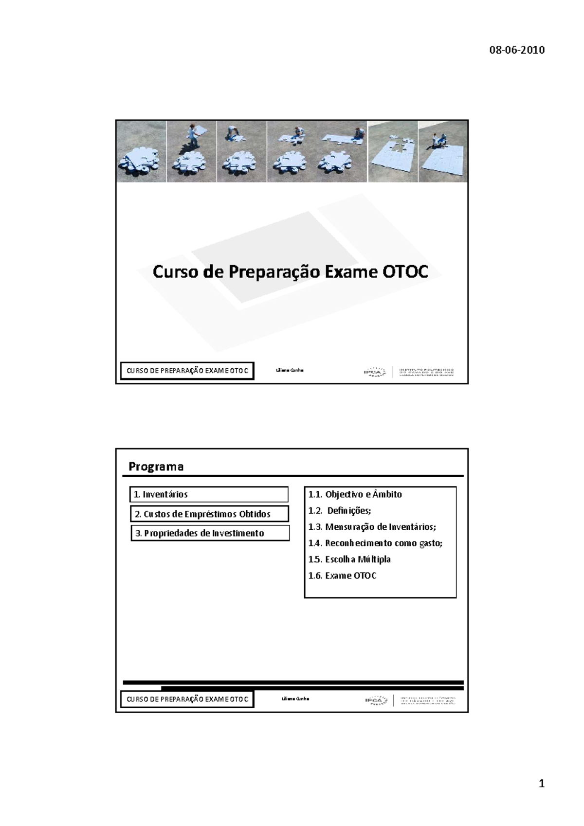 Inventarios Material De Apoio Para O Exame Da Occ Curso De PreparaÇÃo Exame Otoc Liliana 5332