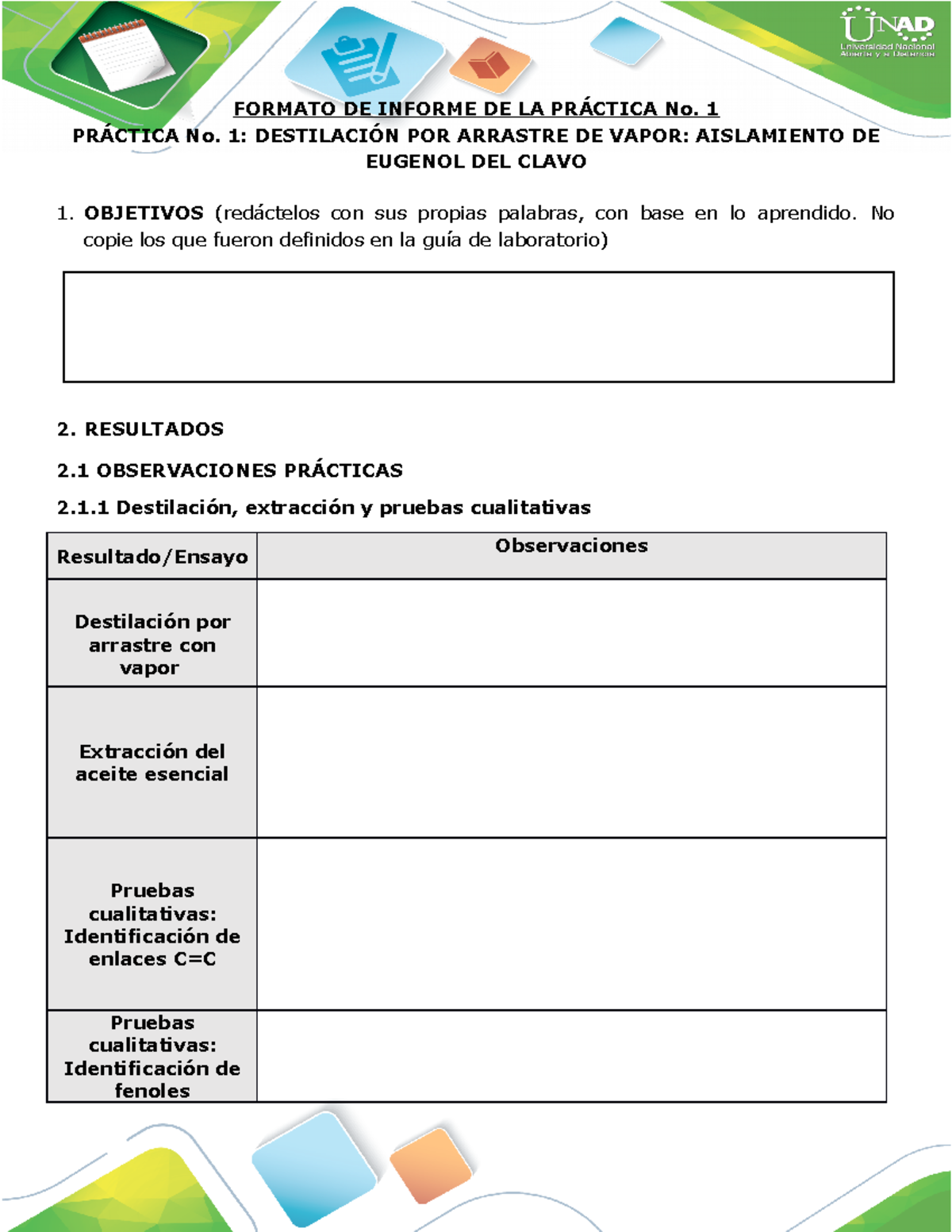 Anexo Formato De Informe De Laboratorio Qu Mica Org Nica