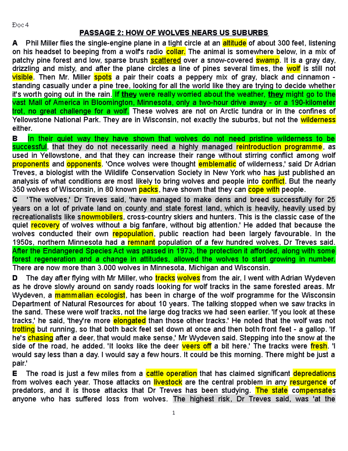 HOW OF Wolves Nears US Suburbs - Đọc 4 PASSAGE 2: HOW OF WOLVES NEARS ...