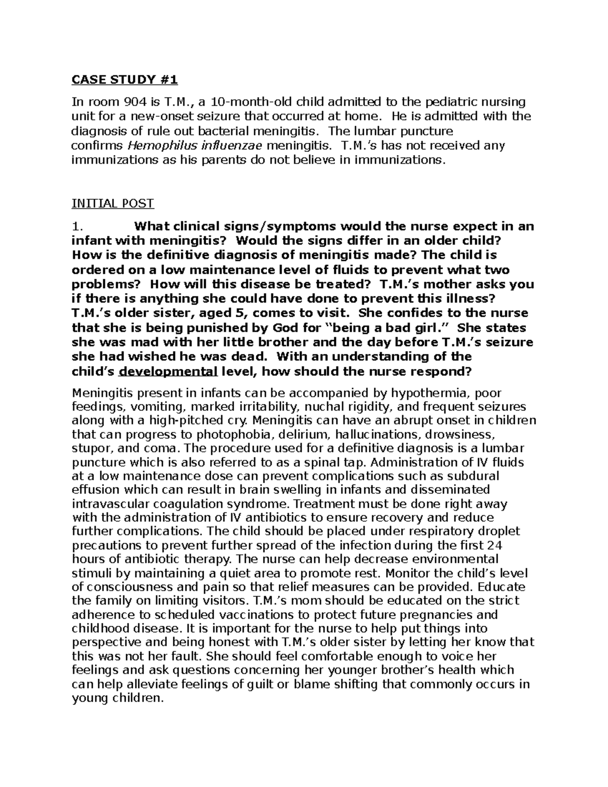 case study on meningitis slideshare