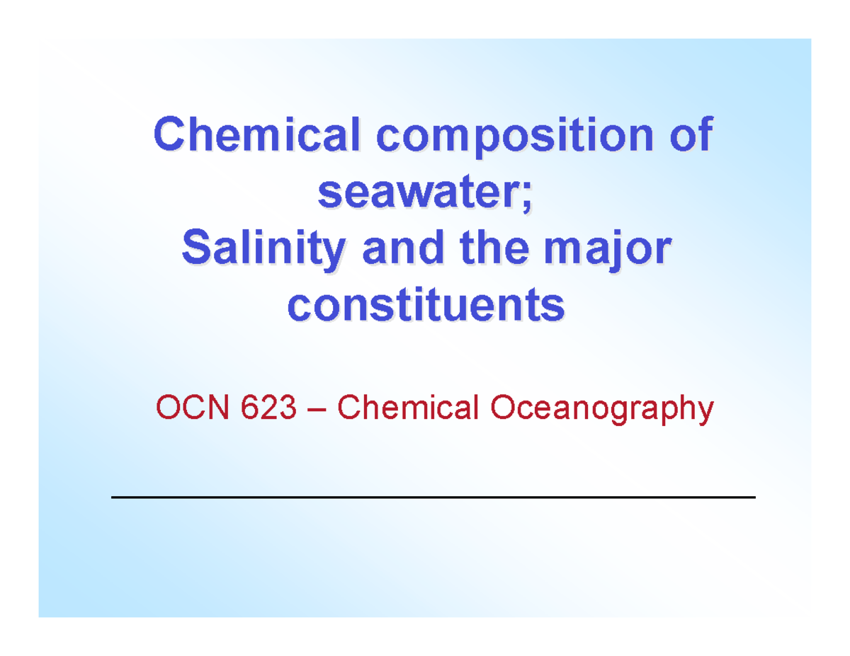 Salinidade da agua do mar - Chemical composition ofChemical composition ...