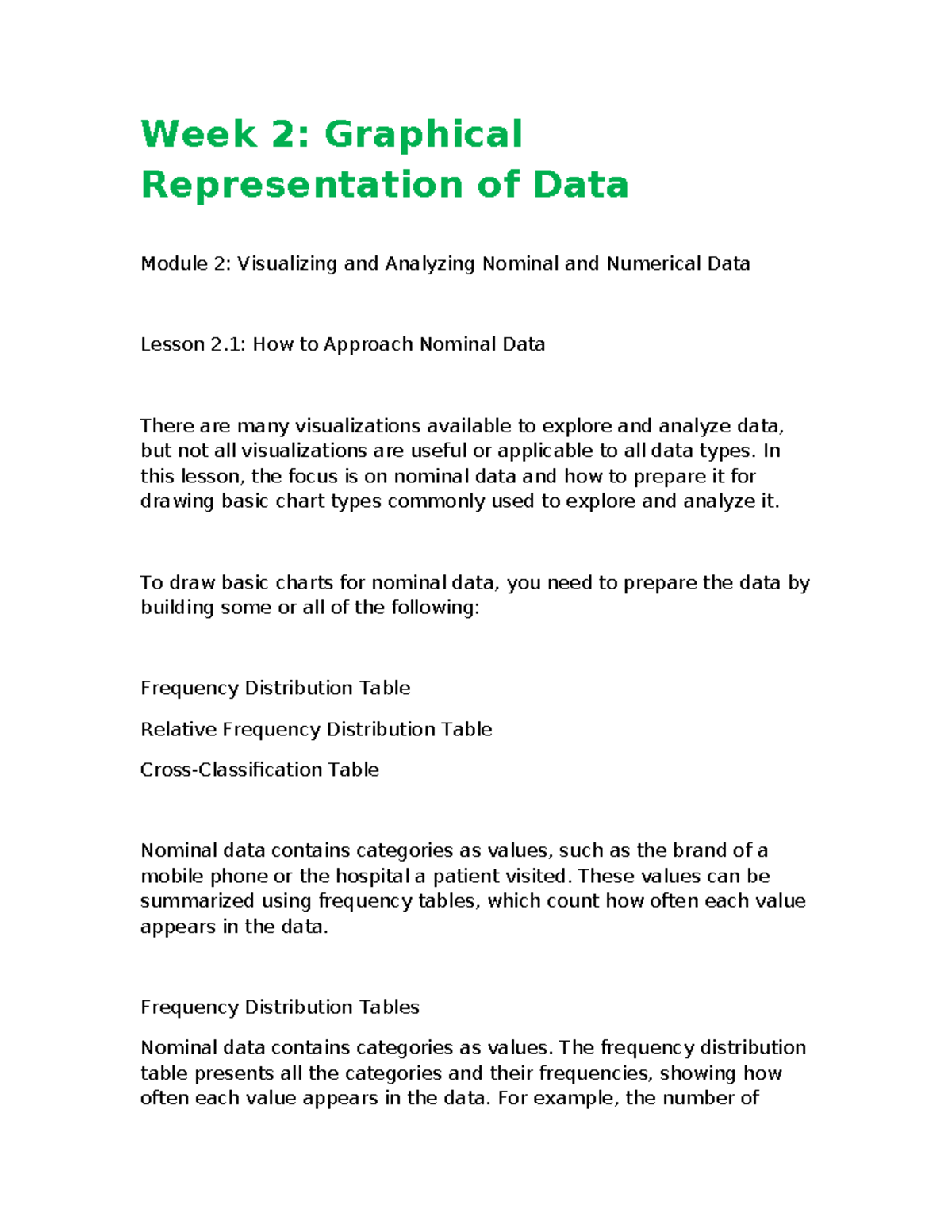 Week 2 - Graphical Representation of Data - Data Analytics - Week 2 ...