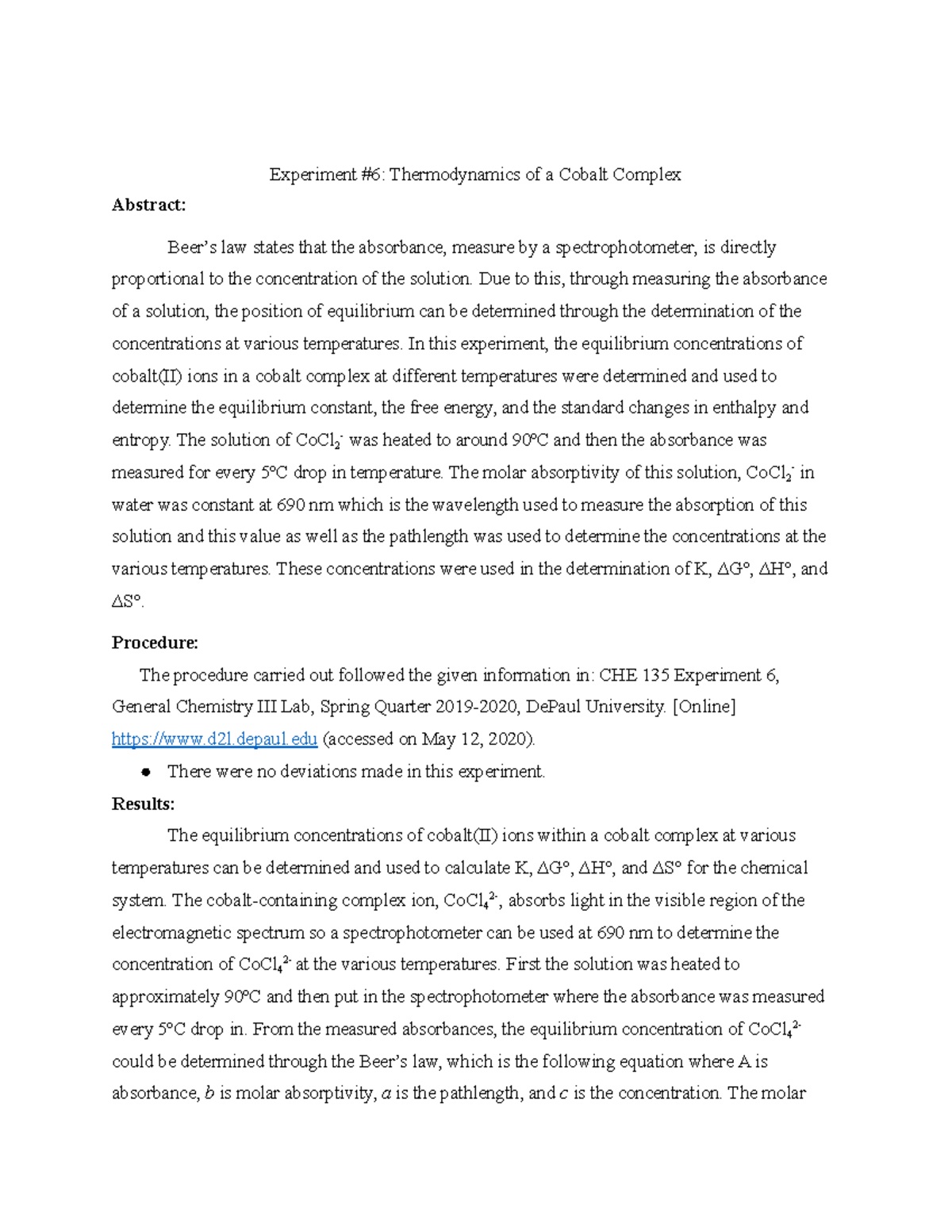 chemistry experiment by bart edelman analysis